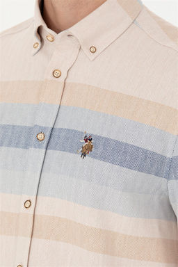 U. S. Polo Assn Мужская рубашка светло-коричневого цвета с длинным рукавом - U.s. polo assn фото 14