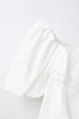 TOP ABULLONADO BORDADOS / Blanco - Zara фото 3