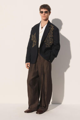 BLAZER RELAXED FIT BORDADOS CONTRASTE / Azul