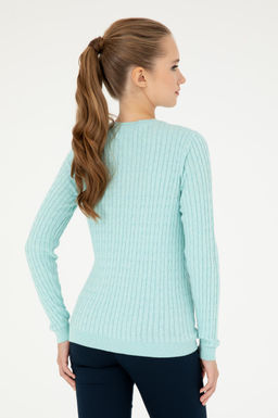 Женский базовый свитер водно-зеленого цвета с v-образным вырезом Неожиданная скидка в корзине - U.s. polo assn фото 5