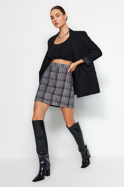 TRENDYOLMILLA Lacivert Ekose Kase Kumas Mini Dokuma Etek TWOAW20ET0120  фото 8