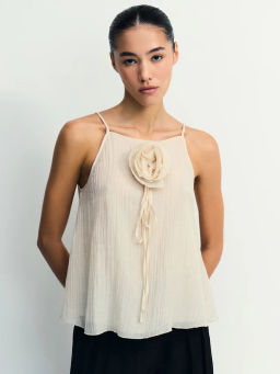 Блуза из тенселя с цветком / Zarina