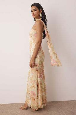 Cok Renkli Cicekli Orme Tul Maxi Abiye Gece Mezuniyet Elbisesi TPRSS25AE00194 - Trendyolmilla фото 2