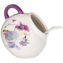 СОЛОНКА С ЛОЖКОЙ AGNESS ЛАВАНДОВАЯ ВЕСНА 9,5*9,5*10 СМ 170 МЛ