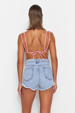 TRENDYOLMILLA Gri Mini Dokuma Denim %100 Pamuklu Plaj Sort TBESS23SR00030  фото 5