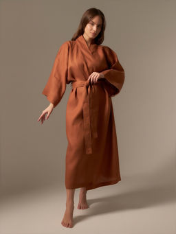 Халат женский домашний SL HOME «Softness», размер 44-52, 100% лён, 150 г/м2