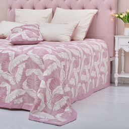 Покрывало хлопковое Этель Перья 180х2405 см, цвет фиолетовый, 100%хлопок, 300гр/м2  фото 4