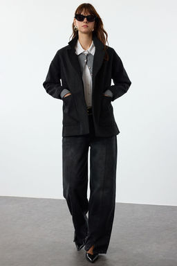 Siyah Regular Beli Lastikli Yunlu Midi Kaban TWOAW25KB00058