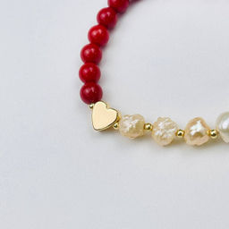 Браслет из Коралла и Жемчуга 17 см