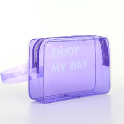 Косметичка на молнии для бассейна, с ручкой, с принтом My way, прозрачная/фиолетовая