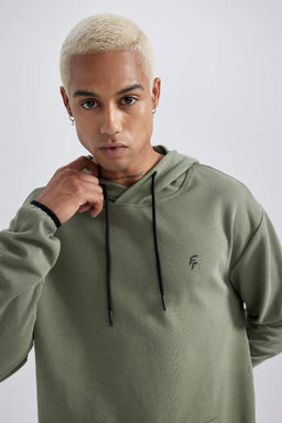 DeFactoFit Толстовка из плотной ткани стандартного кроя с капюшоном и принтом фото 5