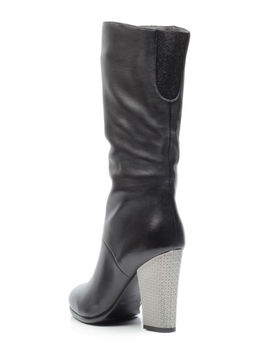 04-YF189-010M BLACK Полусапоги зимние женские (натуральная кожа, натуральный мех (еврозима))