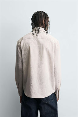 STRIPED SHIRT WITH CONTRAST TIE DETAIL