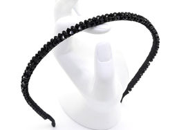 Ободок для волос с цирконом, цвет черный