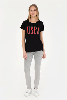 Женская черная футболка с круглым вырезом - U.s. polo assn фото 4