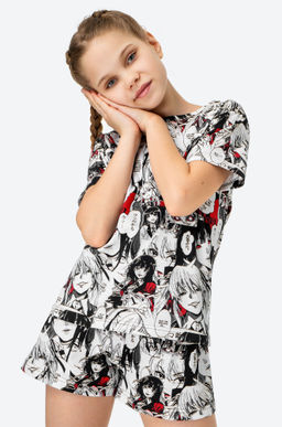 Хлопковая пижама для девочки с шортами Happyfox