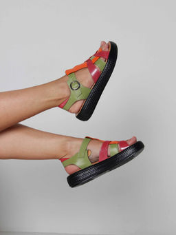 Босоножки 2028.2530bl. Зеленый красный