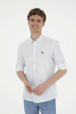 Мужская синяя рубашка с длинным рукавом Неожиданная скидка в корзине