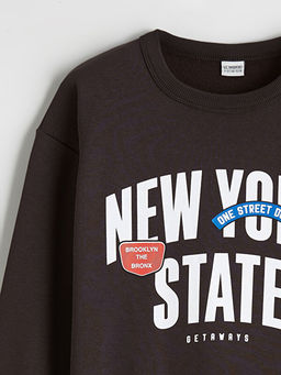 New York Bask?l? Erkek ?ocuk Kal?n Sweatshirt