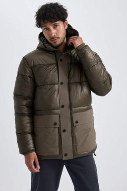 Пуховик стандартного кроя с капюшоном - Defacto фото 3