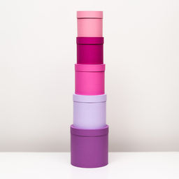 Набор шляпных коробок 5 в 1, сиреневый, 23×23-15×15 см