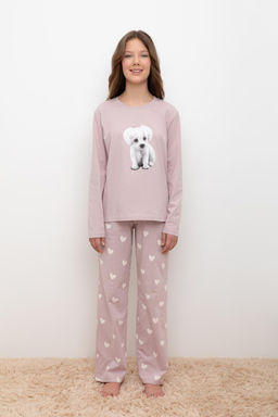 КБ 2830/розово-сиреневый,сердечки пижама для дев