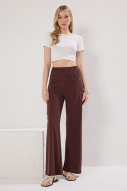 TRENDYOLMILLA Kahverengi More Sustainable Modal Ak?skan Kumasl? Straight Esnek Orme Pantolon TWOSS25PL00085  фото 2