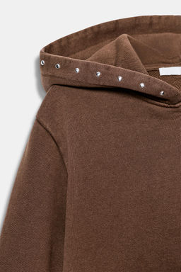 SUDADERA FELPA EFECTO LAVADO TACHAS / Marr?n oscuro - Zara фото 8