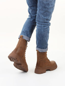 04-WD022-2M BROWN Ботинки зимние женские (натуральная кожа, 100% шерсть)