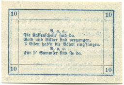 10 геллеров 1920 года Австрия Витис (нотгельд)