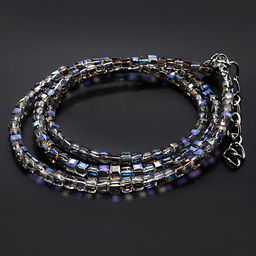 Бусы чокер Кубик хрусталь Серебрянный водопад 3мм-38см алмазная огранка