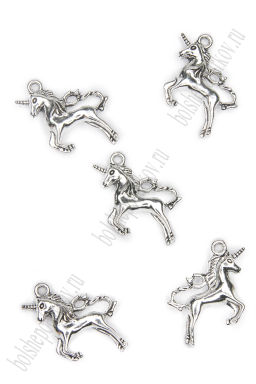 Подвеска металл 2,3*2 см "Единорог" (5 шт) SF-7745, серебро