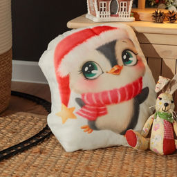 Подушка декоративная новогодняя Этель. Happy penguin 30?35 см, велюр