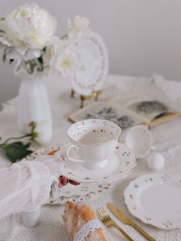 Чайная пара WY Flowers song, фарфор, 220 мл, белая