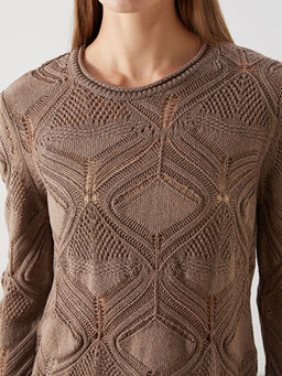 Bisiklet Yaka Ajurlu Kad?n Triko Kazak