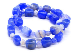 Браслет из агата тонированного прямоугольник 9*12мм цв.синий