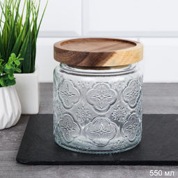 Банка для сыпучих бамбуковая крышка 500 мл / BKN500-2 /уп 60/
