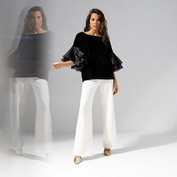 Блуза из бархата и органзы Молниеносная влюбленность (black) - Charutti фото 2