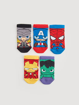 Spider-Man Desenli Erkek ?ocuk Patik ?orap 5li