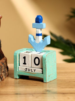 Календарь настольный Якорь, 7410 см, дерево, бирюзово-голубой