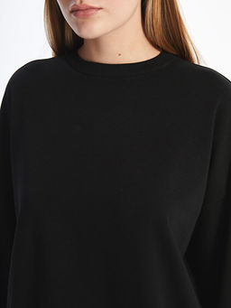 Kad?n Bisiklet Yaka D?z Sweatshirt Tunik