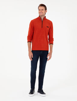 Kiremit Regular Fit Yar_m Fermuarl_ Polar Sweatshirt