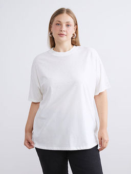 Bisiklet Yaka Ta?l? Kad?n Ti??rt