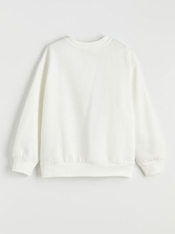 Stitch Bask?l? K?z ?ocuk Kal?n Sweatshirt