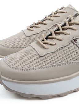 03-C129-2 BEIGE Кроссовки женские (натуральная кожа)