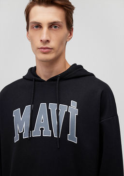 Mavi Logo Bask?l? Kapusonlu Siyah Sweatshirt  фото 5