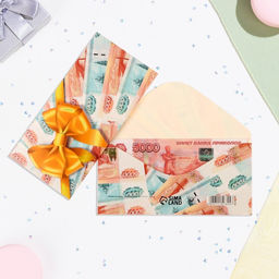 Цена за 10 шт. Конверт для денег Универсальный жёлтый бант, 16х8 см