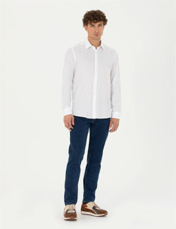 Beyaz Slim Fit Uzun Kollu Basic G_mlek - Pierre cardin фото 4
