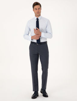Koyu Mavi Slim Fit Y_n Kar___ml_ Kuma_ Pantolon