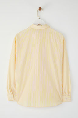 TRENDYOLMILLA Mavi Cizgili Cep Detayl? Oversize/Genis Kal?p Dokuma Gomlek TWOAW23GO00359  фото 16